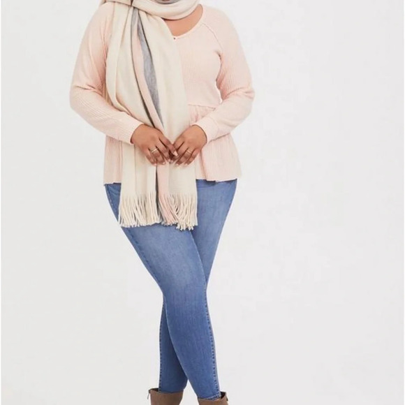 Torrid Pink Brushed Waffle Knit Henley Babydoll Tunic Shirt Plus Size 0 0X 12 - Picture 2 of 12